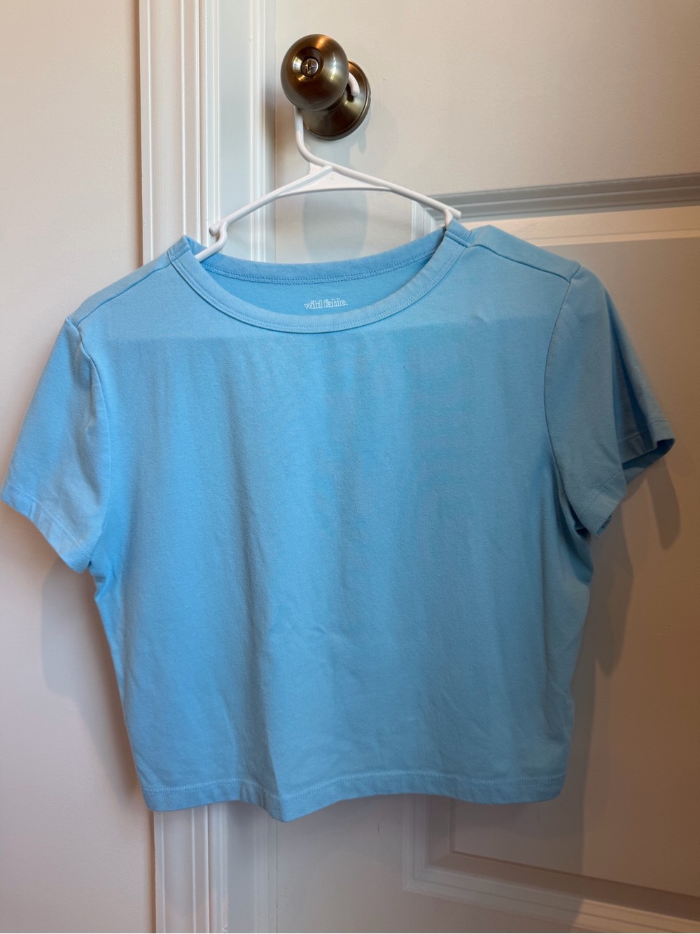 wild fable Light Blue Cropped Crewneck Tee - Picture 1 of 2